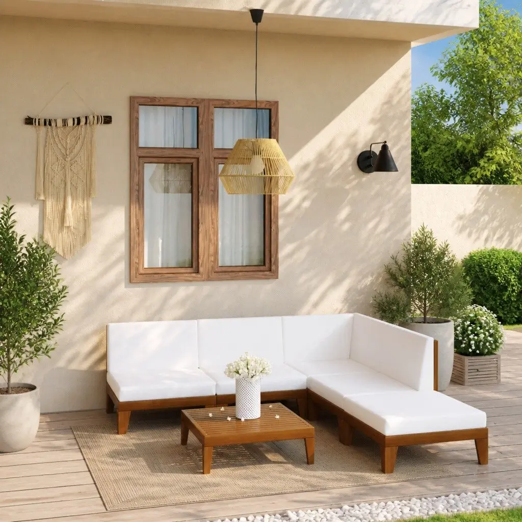 Garden Lounge Set 6 Piece Outdoor Furniture with Cushions Solid Wood Modular