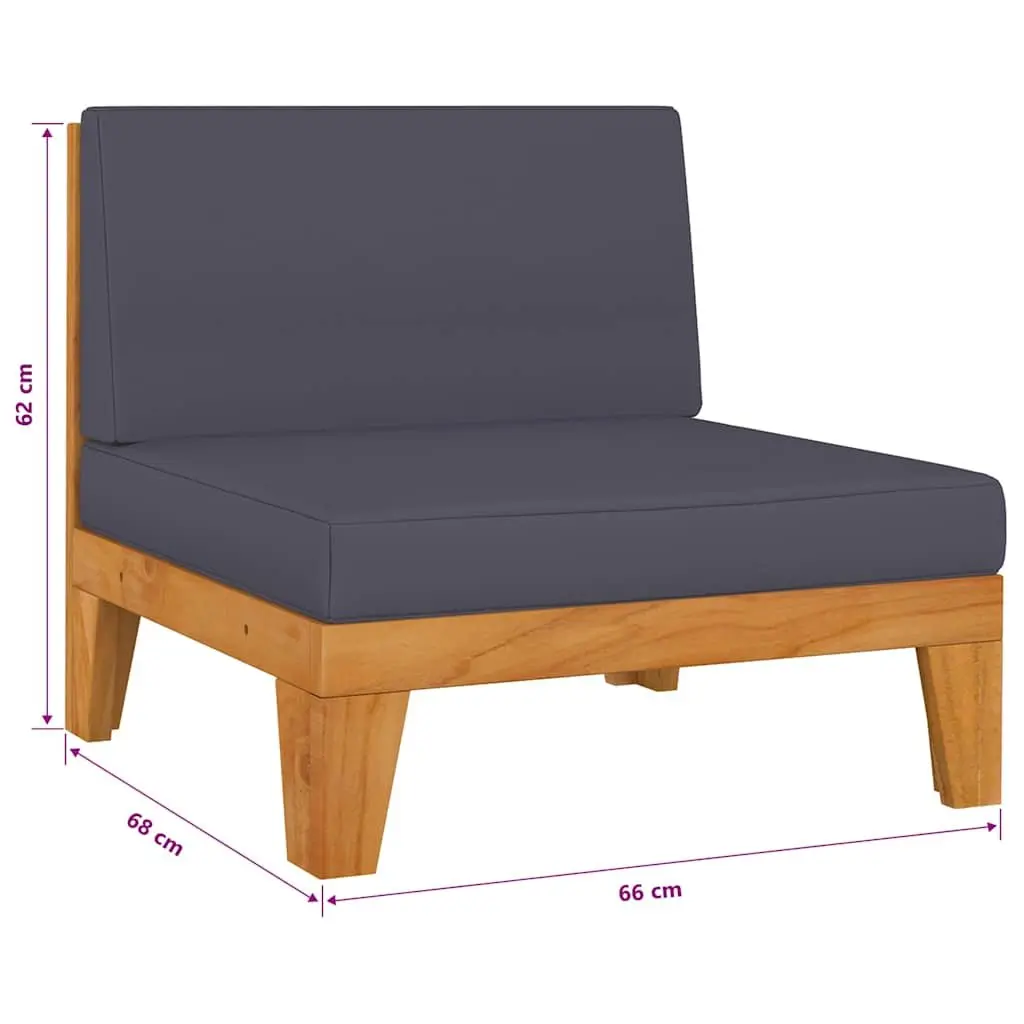 Garden Lounge Set 6 Piece Outdoor Furniture Grey Cushions Acacia Wood Patio