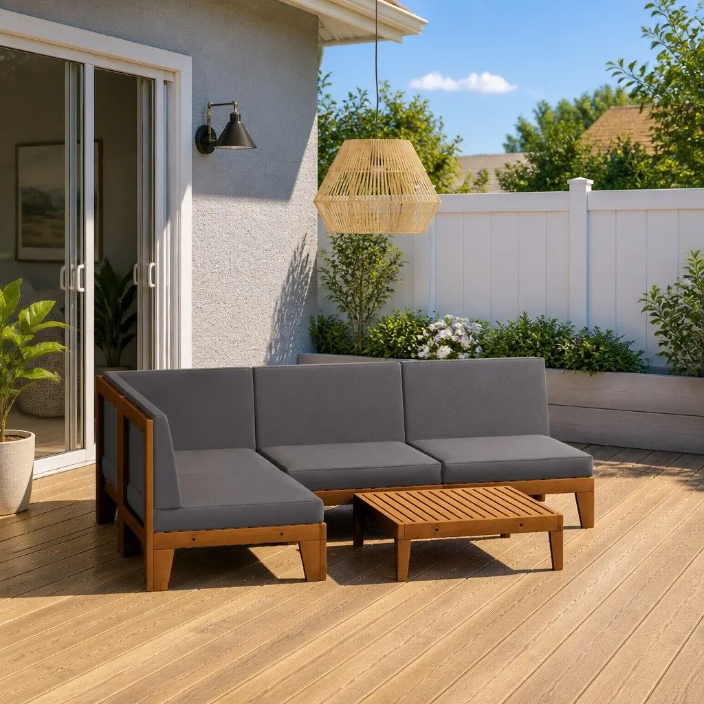 Garden Lounge Set 5 Piece Outdoor Furniture with Cushions Modular Patio Seating