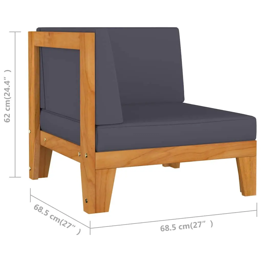 Garden Lounge Set Grey 8 Piece Outdoor Furniture Cushioned Acacia Wood Patio