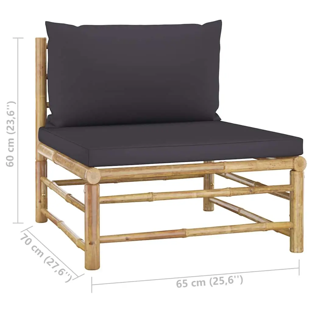 Bamboo Garden Lounge Set Dark Grey 4 Piece Modular Outdoor Furniture