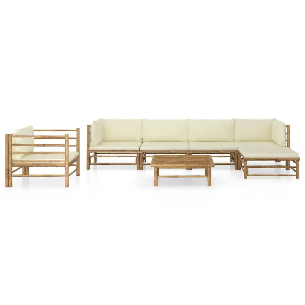 Garden Lounge Set 7 Piece Outdoor Furniture Bamboo Modular Arrangement Cushions