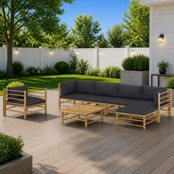 7-Piece Bamboo Lounge Set with Cushions: Perfect Comfort