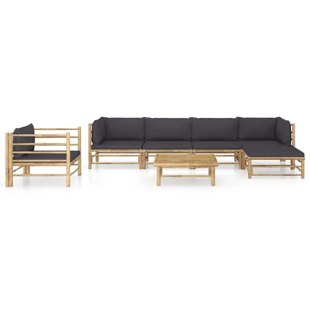 Garden Lounge Set 7 Piece Bamboo Outdoor Furniture with Cushions Modular