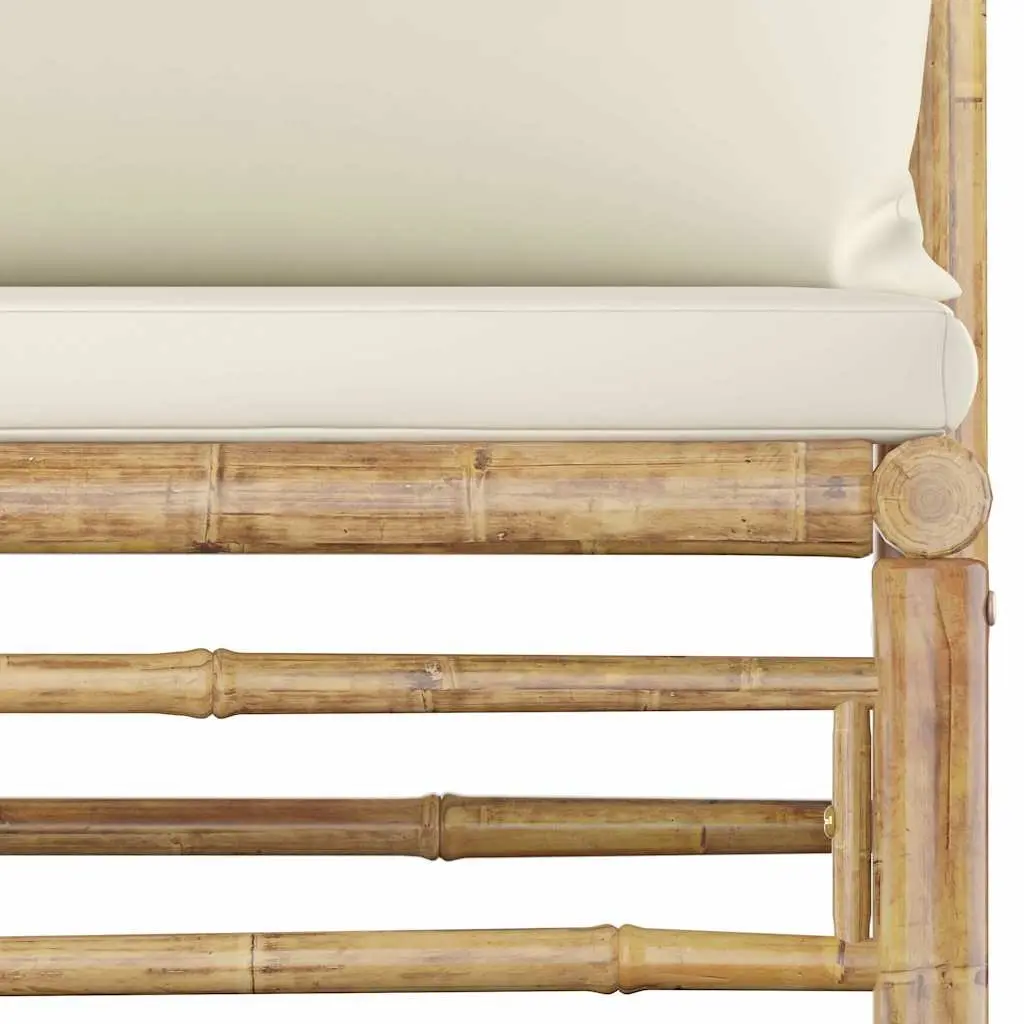 Garden Lounge Set 4 Piece Bamboo Outdoor Furniture with Cushions White