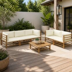 6-Piece Modular Bamboo Lounge Set