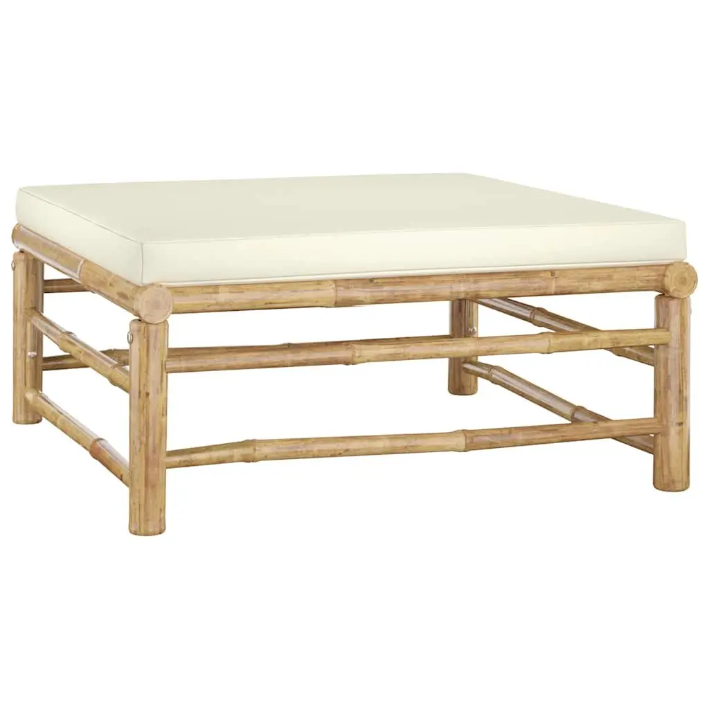 Garden Lounge Set 8 Piece Bamboo Outdoor Furniture with Cream Cushions Modular