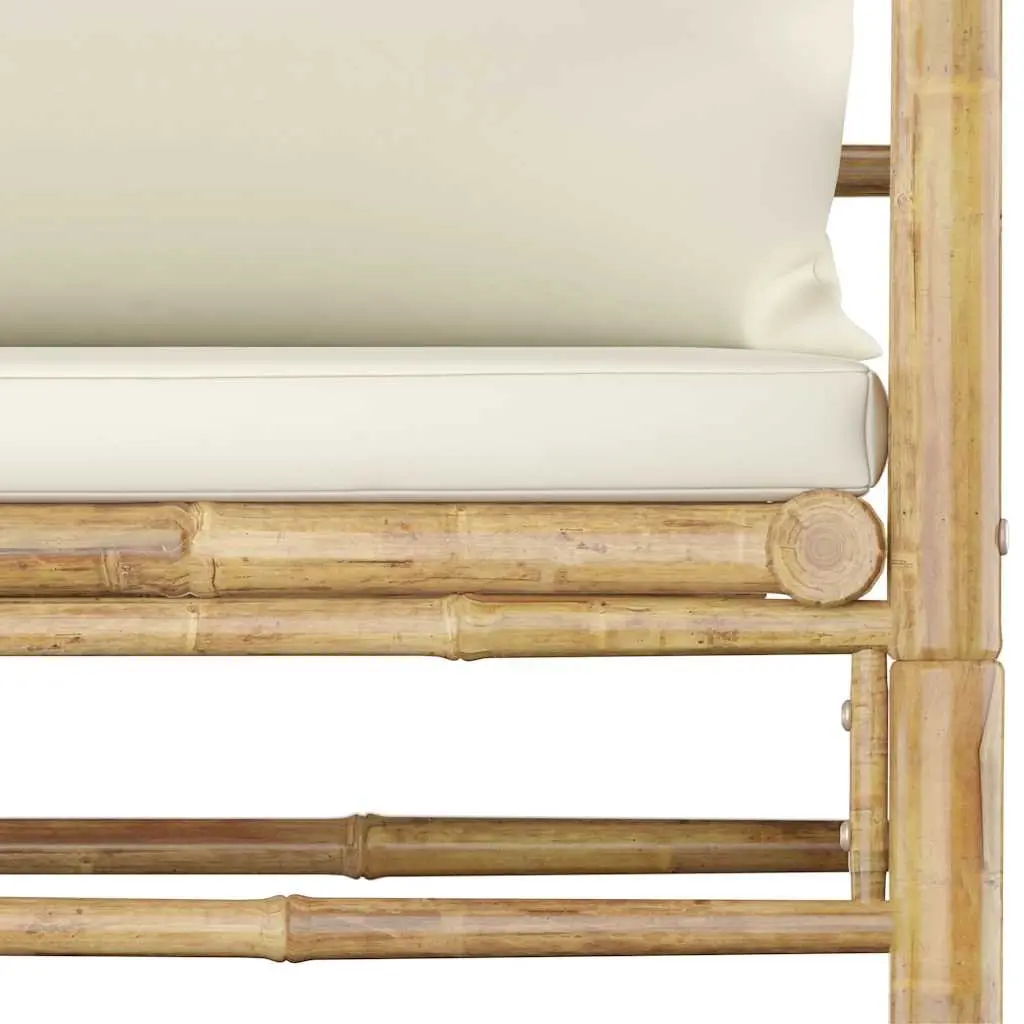 Garden Lounge Set 8 Piece Bamboo Outdoor Furniture with Cream Cushions Modular