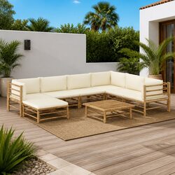 8 Piece Bamboo Lounge Set for Outdoor Comfort