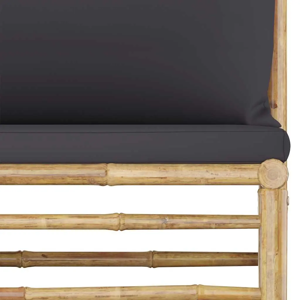 Garden Lounge Set 10 Piece Bamboo Outdoor Furniture with Grey Cushions Modular