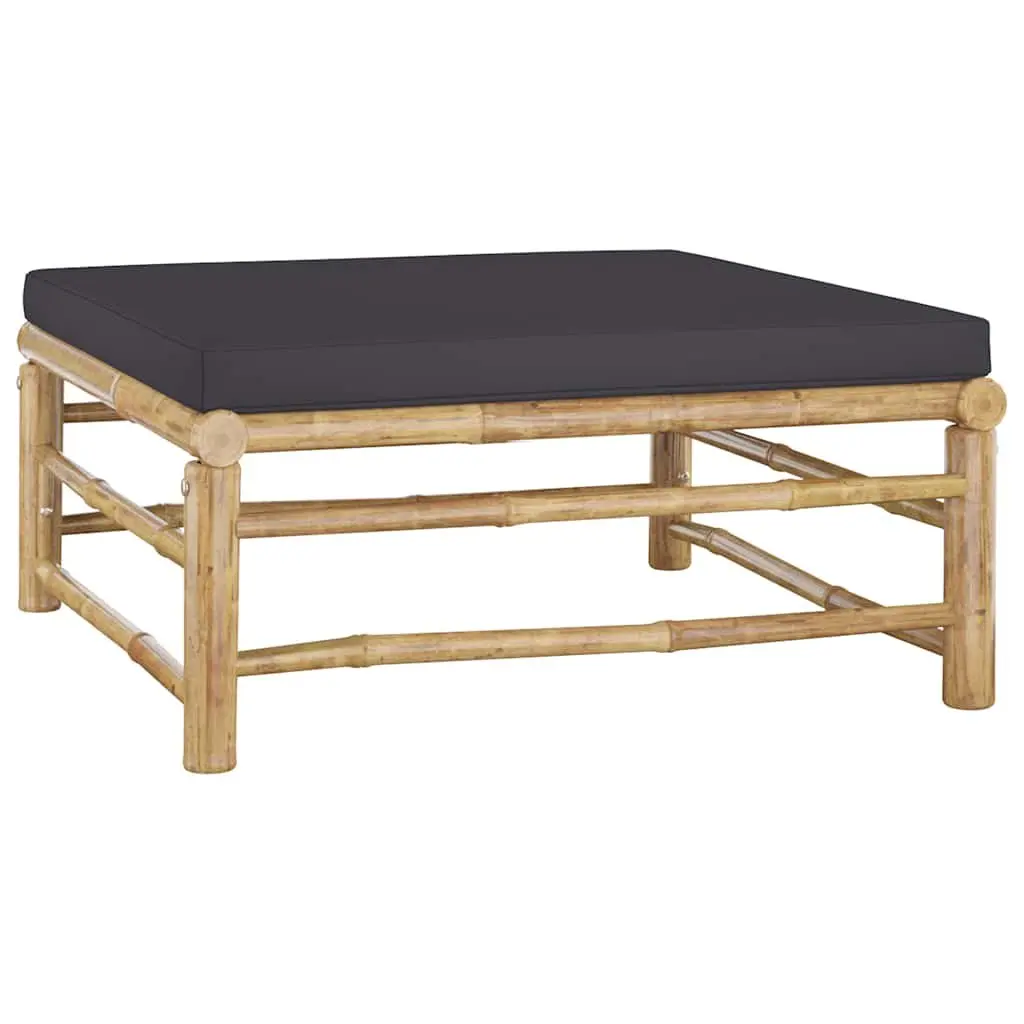 Garden Lounge Set 11 Piece Bamboo Outdoor Furniture with Grey Cushions Modular