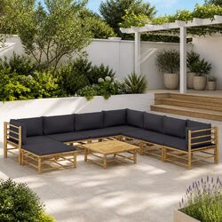 Compact and Stylish 9-Piece Bamboo Outdoor Set
