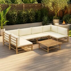 Concise 7 Piece Bamboo Outdoor Lounge Set for You