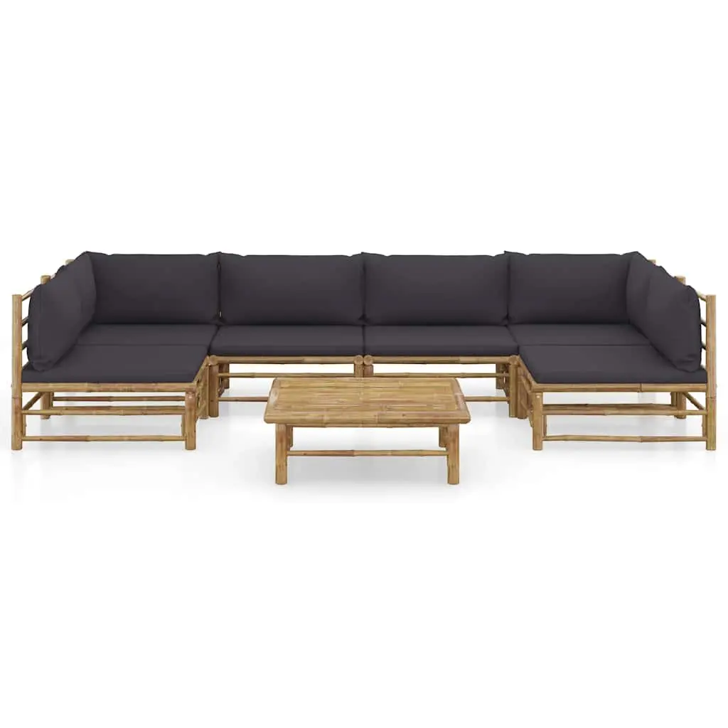 Garden Lounge Set 7 Piece Bamboo Outdoor Furniture with Cushions Modular