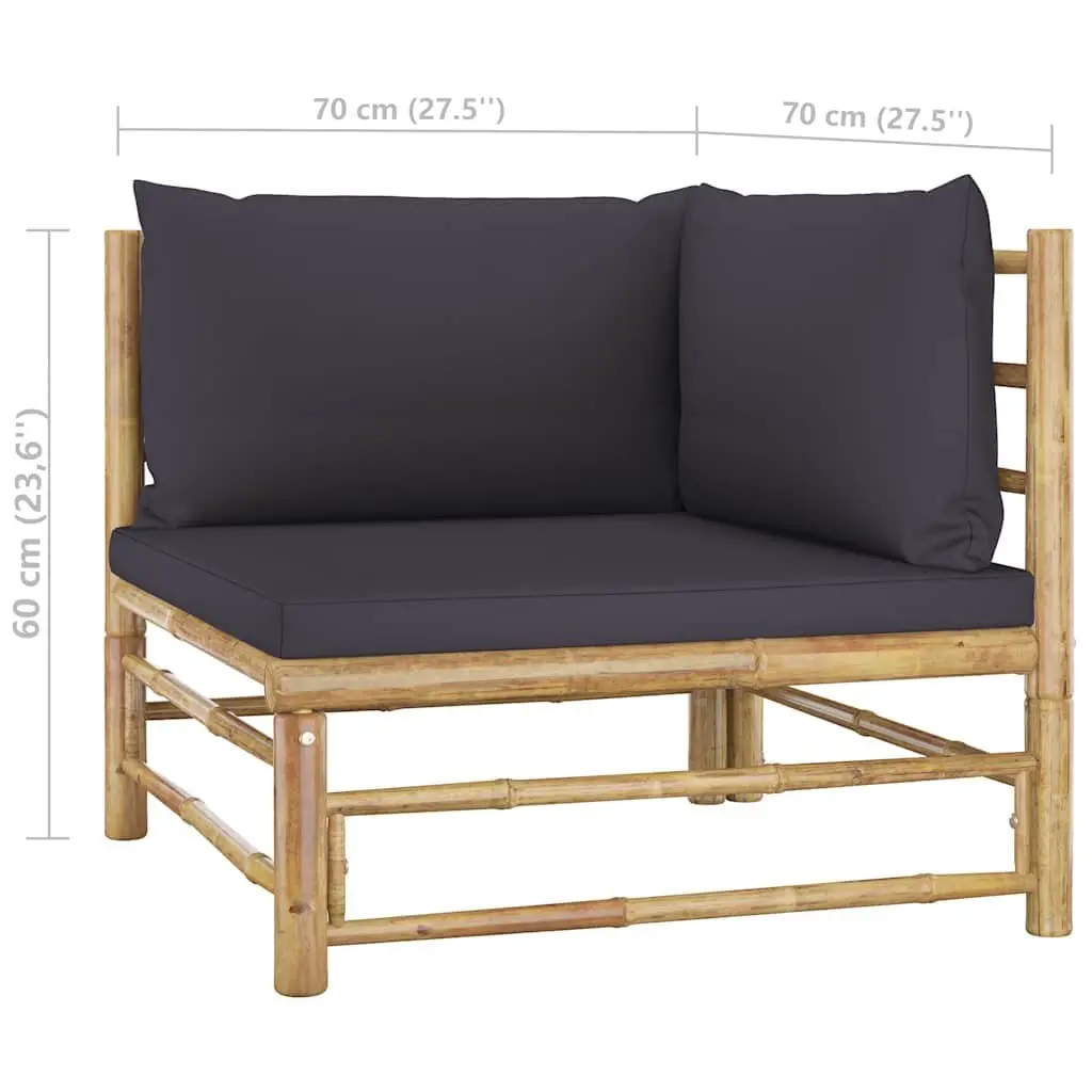 Garden Lounge Set 7 Piece Bamboo Outdoor Furniture with Cushions Modular