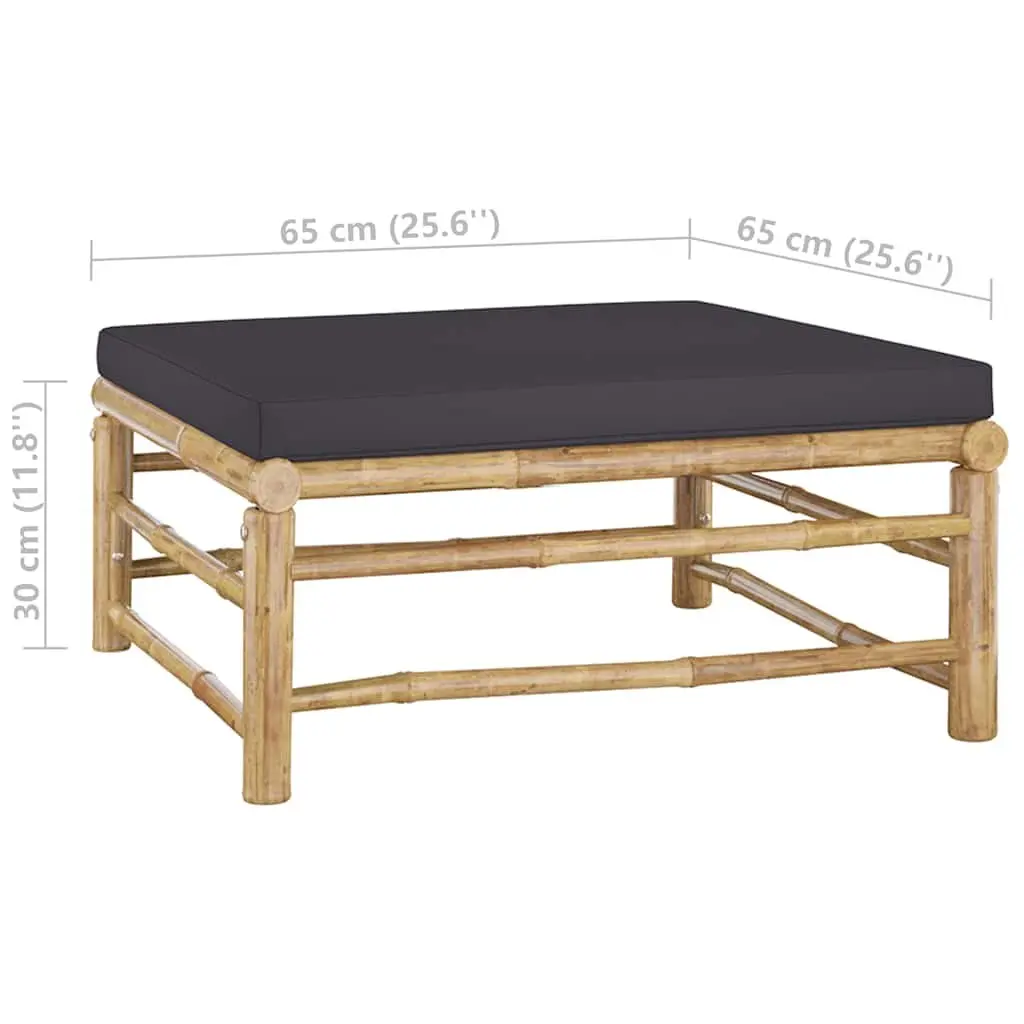 Garden Lounge Set 6 Piece Bamboo Outdoor Furniture Modular Seating Grey Cushions