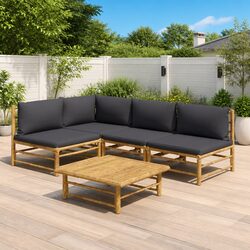 Compact and Versatile 5-Piece Bamboo Garden Lounge Set