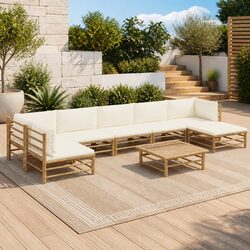 Compact 8 Piece Bamboo Lounge Set for Outdoors