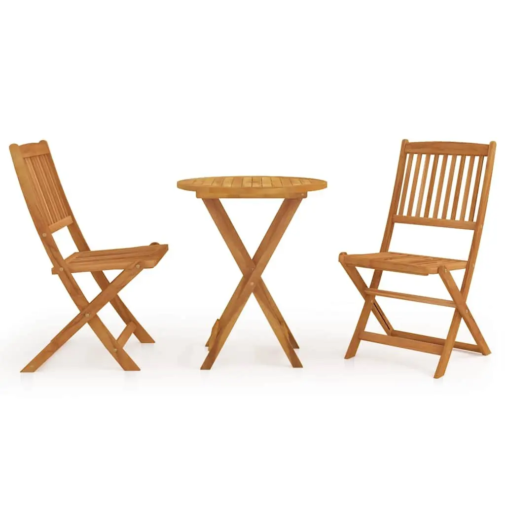 Folding Garden Dining Set 3 Piece Outdoor Table Chairs Wood Furniture Patio