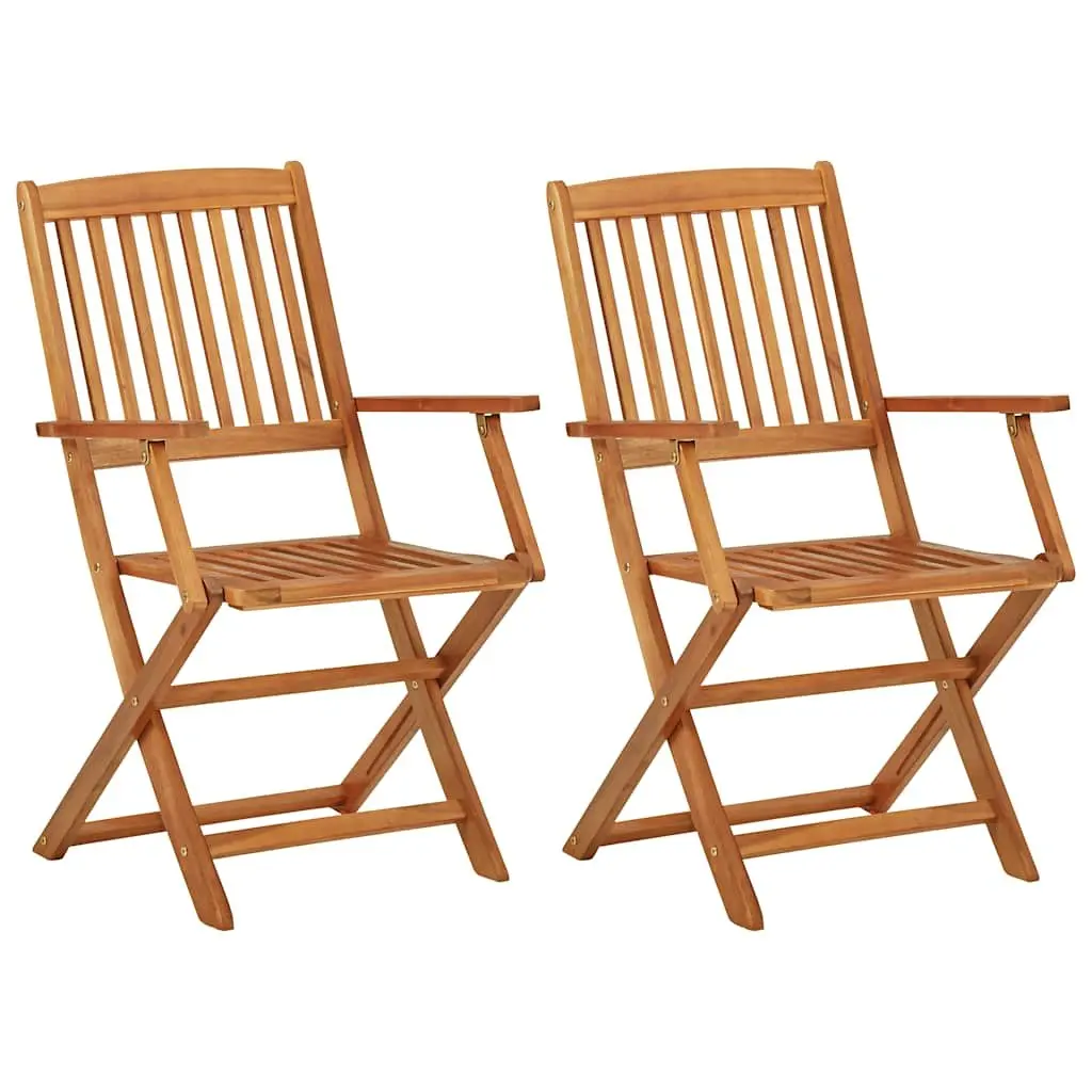 3 Piece Folding Garden Dining Set Brown Solid Acacia Wood Compact Storage