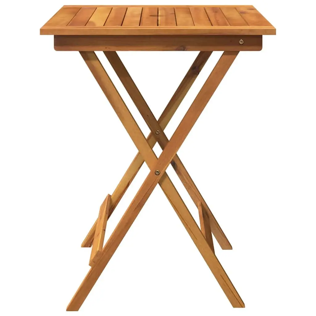 3 Piece Folding Garden Dining Set Brown Solid Acacia Wood Compact Storage
