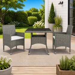 Stylish 3 Piece Grey Garden Dining Set for Easy Use