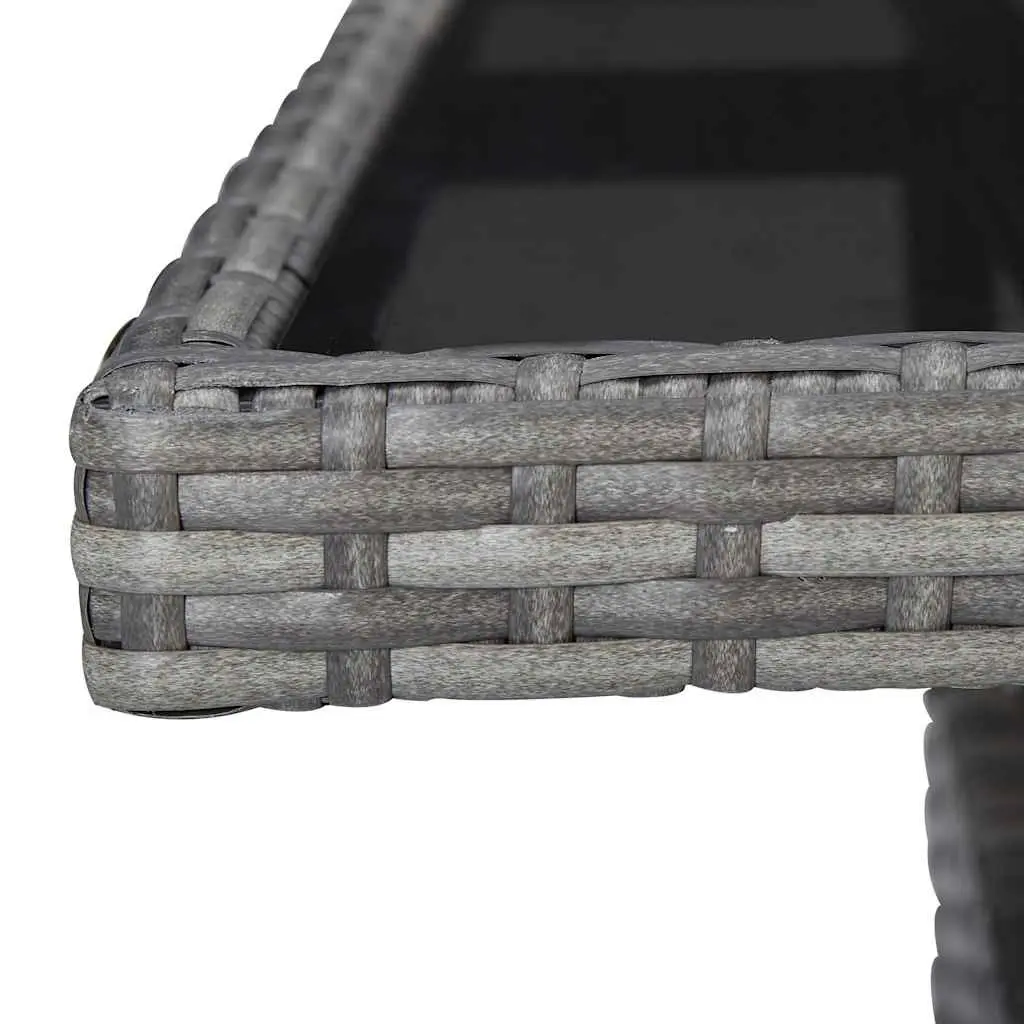 5 Piece Outdoor Dining Set Grey Poly Rattan Glass Top Garden Furniture