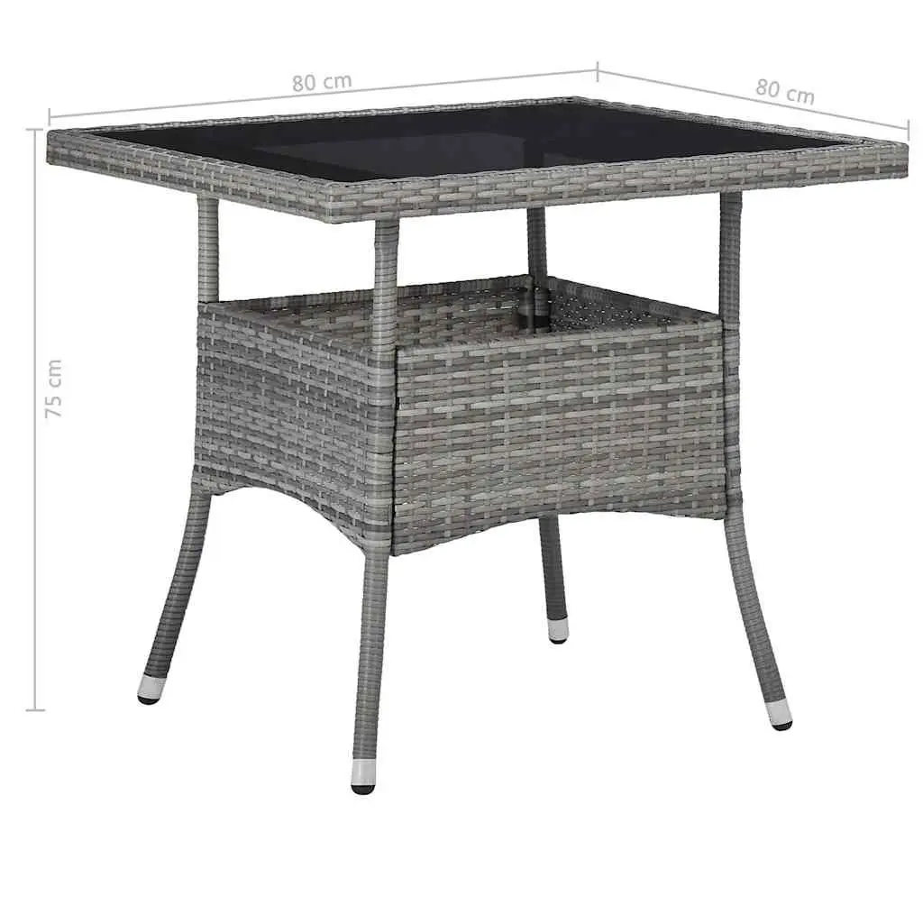 5 Piece Outdoor Dining Set Grey Poly Rattan Glass Top Garden Furniture