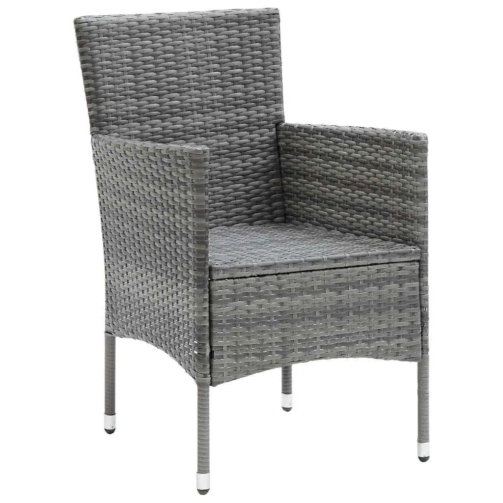 5 Piece Outdoor Dining Set Grey Poly Rattan Glass Top Garden Furniture