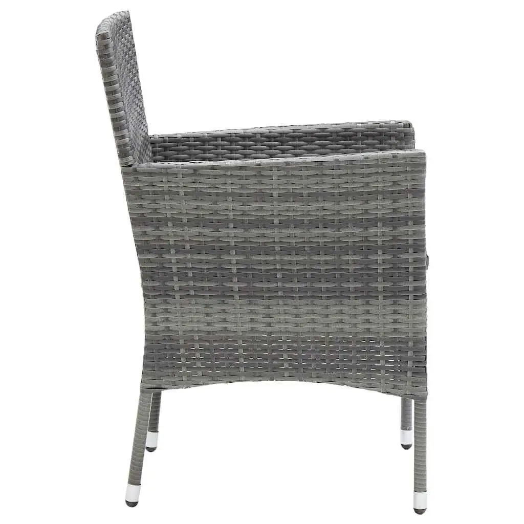 5 Piece Outdoor Dining Set Grey Poly Rattan Glass Top Garden Furniture