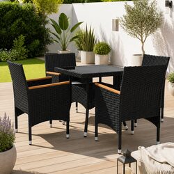 Concise 5-Piece Outdoor Dining Set with Cushions