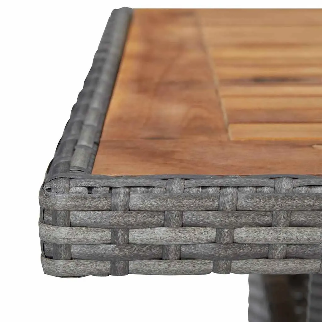 5 Piece Outdoor Dining Set Grey Poly Rattan Acacia Wood Weather Resistant Garden Furniture