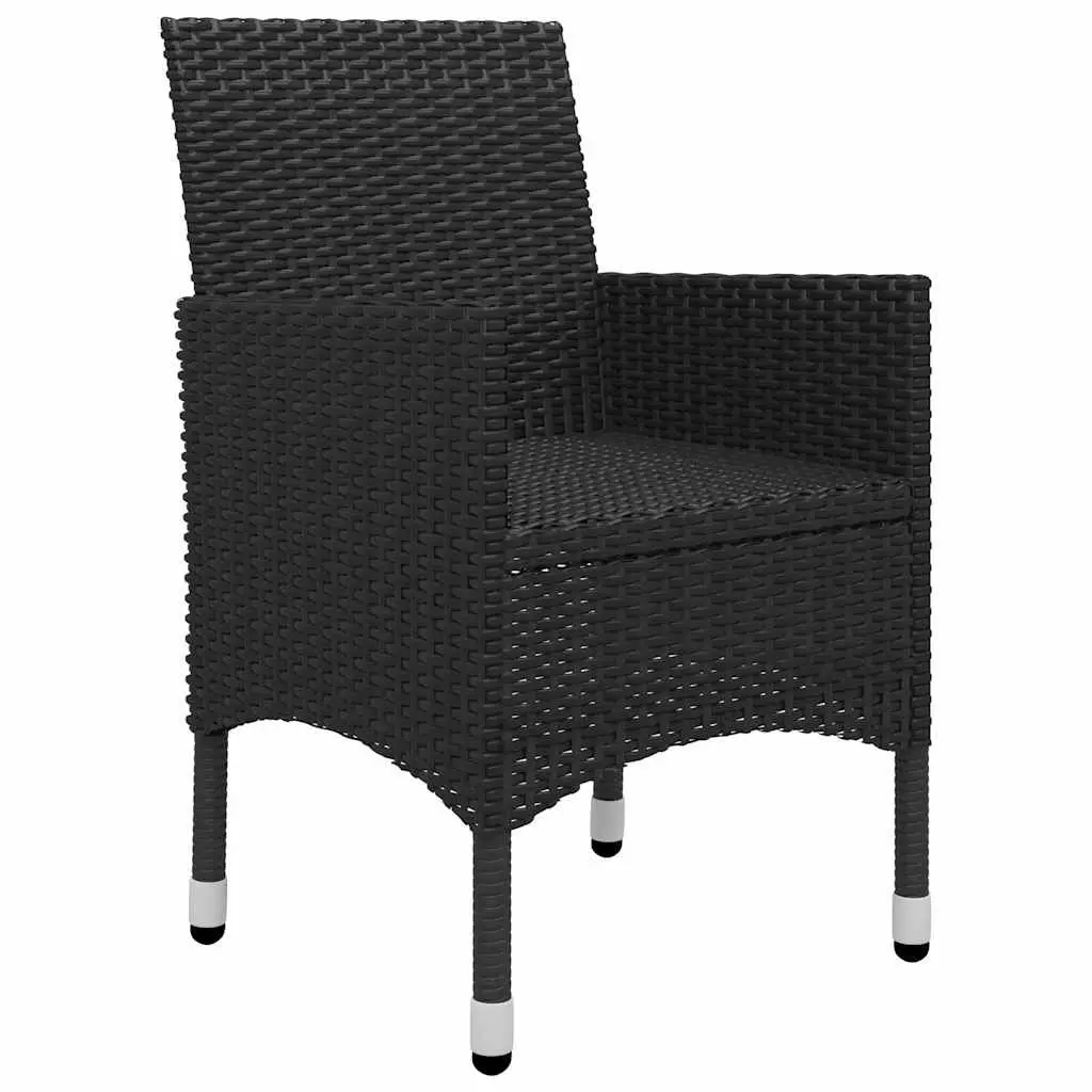 Outdoor Dining Set Black 9 Piece Garden Patio Table Chairs Glass Top Rattan