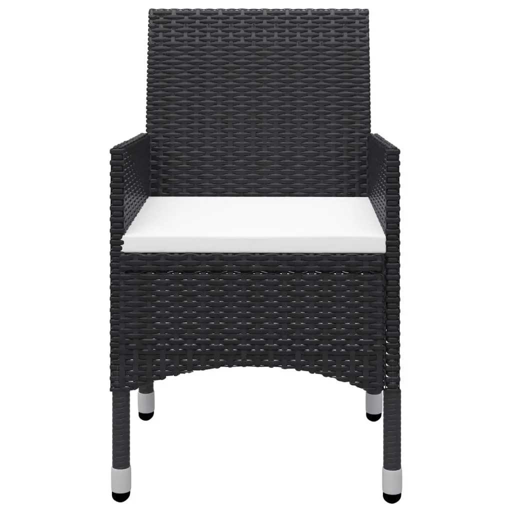9 Piece Garden Furniture Set Black Acacia Wood Durable Weather Resistant Poly Rattan Dining Set with Reinforced Steel Frame