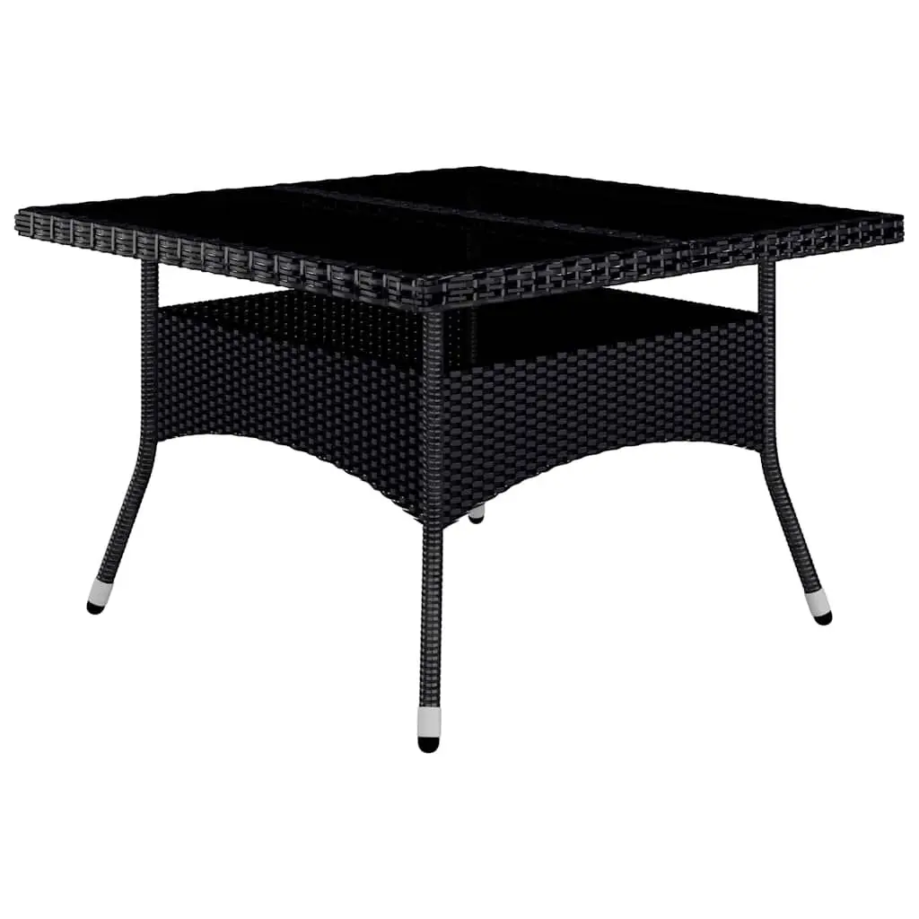 9 Piece Garden Dining Set Black Outdoor Furniture Poly Rattan Acacia Wood