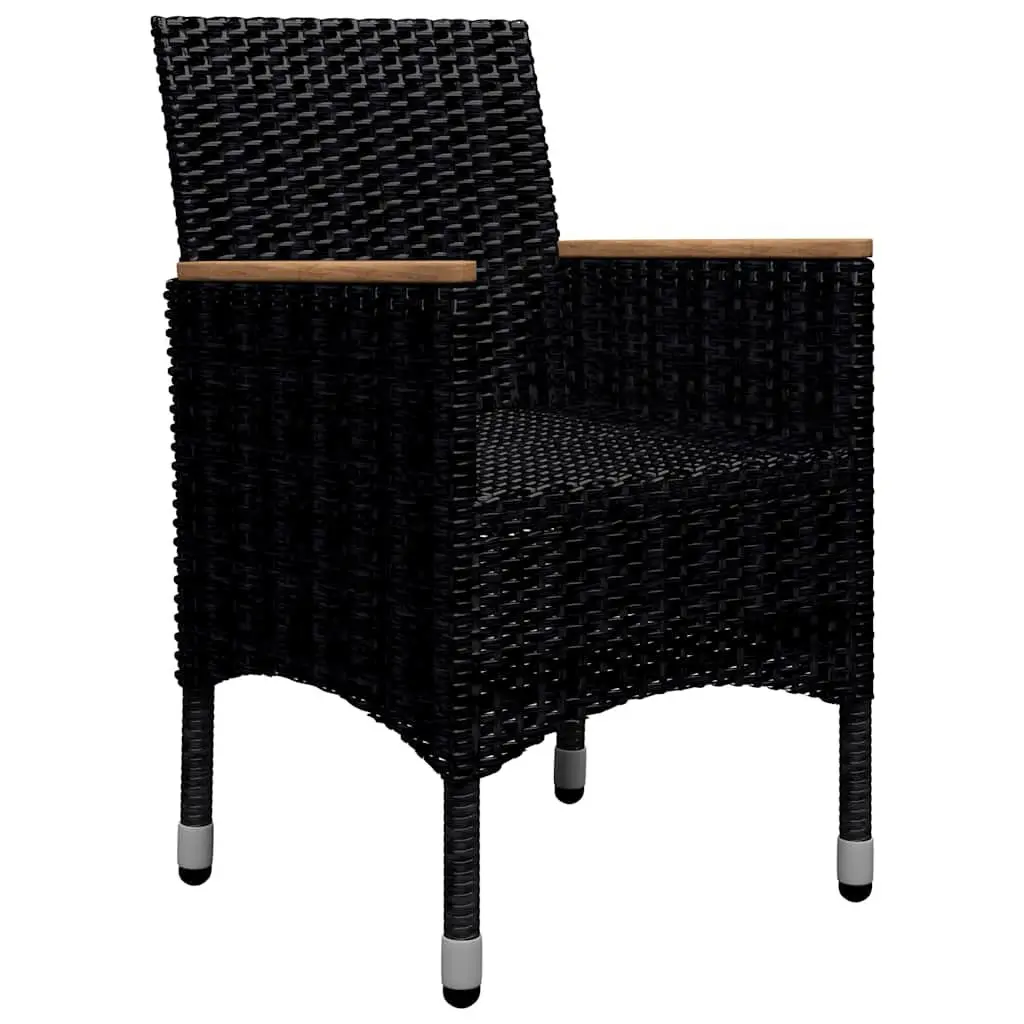 9 Piece Outdoor Dining Set Black PE Rattan Acacia Wood Reinforced Steel Frame