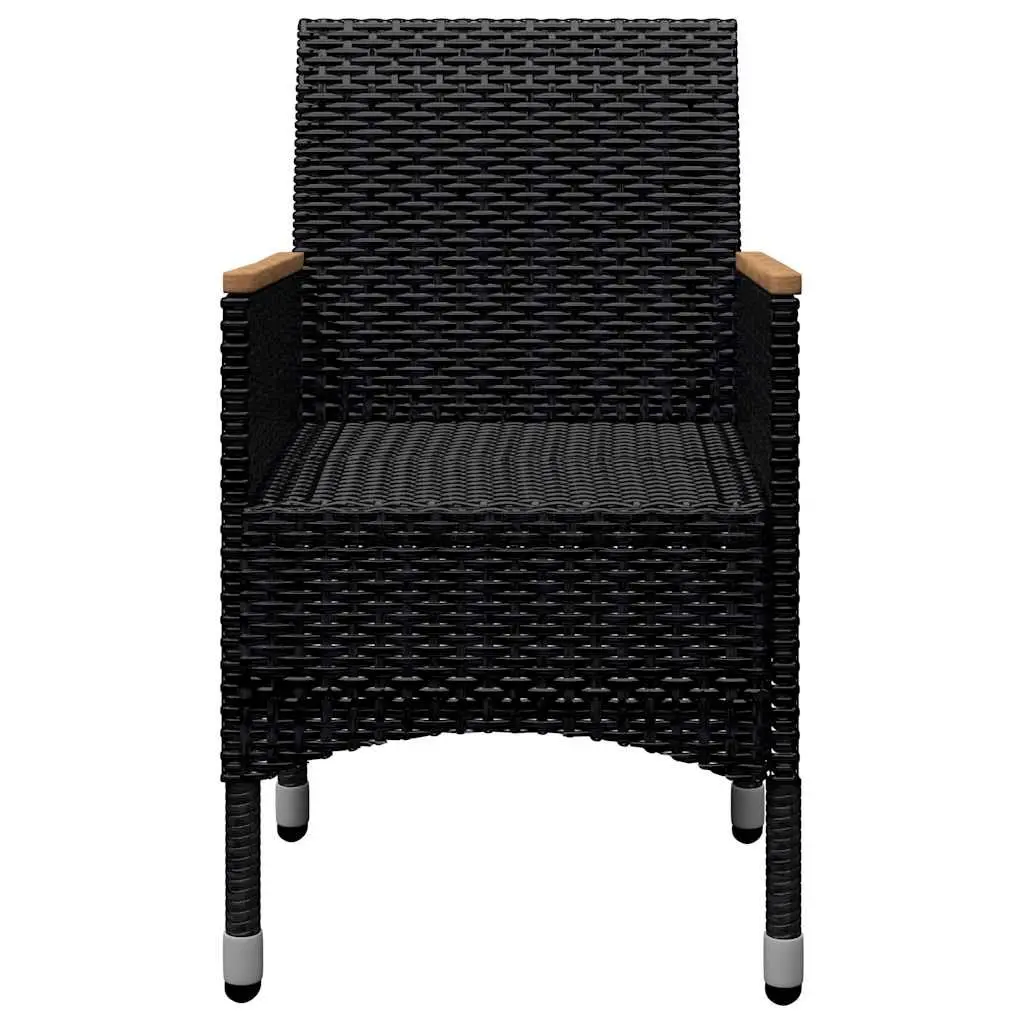 9 Piece Outdoor Dining Set Black PE Rattan Acacia Wood Reinforced Steel Frame
