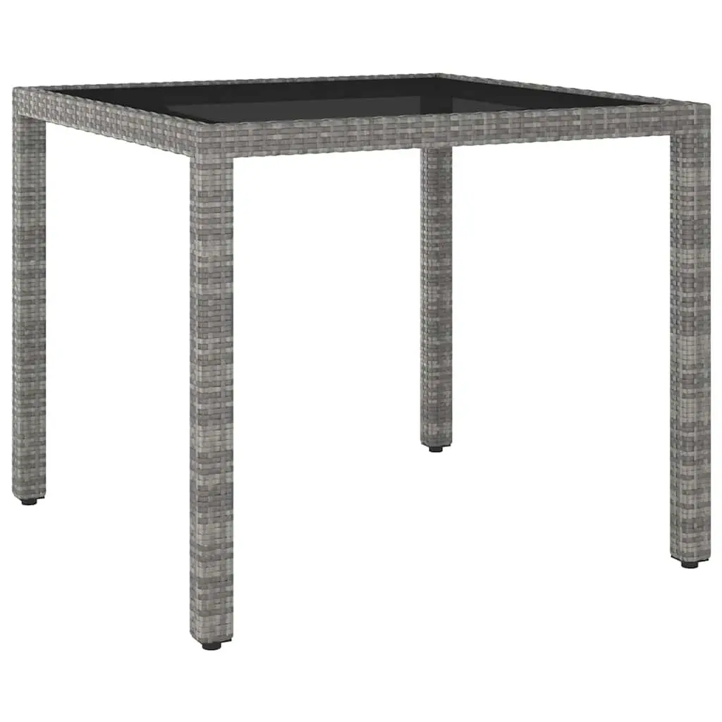 Garden Dining Set 3 Piece Outdoor Furniture Grey Poly Rattan Tempered Glass