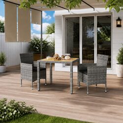Concise Garden Dining Set with Steel and Rattan