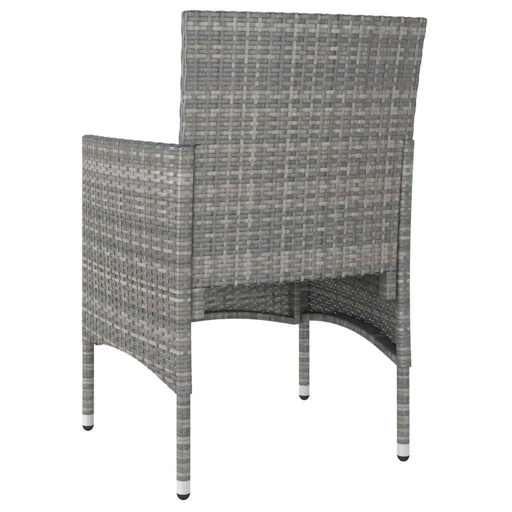 Garden Dining Set 3 Piece Outdoor Table Chairs PE Rattan Acacia Wood Grey