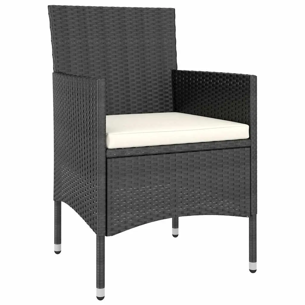 5 Piece Garden Dining Set Black Weather Resistant Poly Rattan Chairs and Table Outdoor Patio Furniture