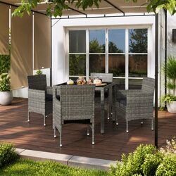 5-Piece Garden Dining Set with Rattan Chairs—Durable and Stylish