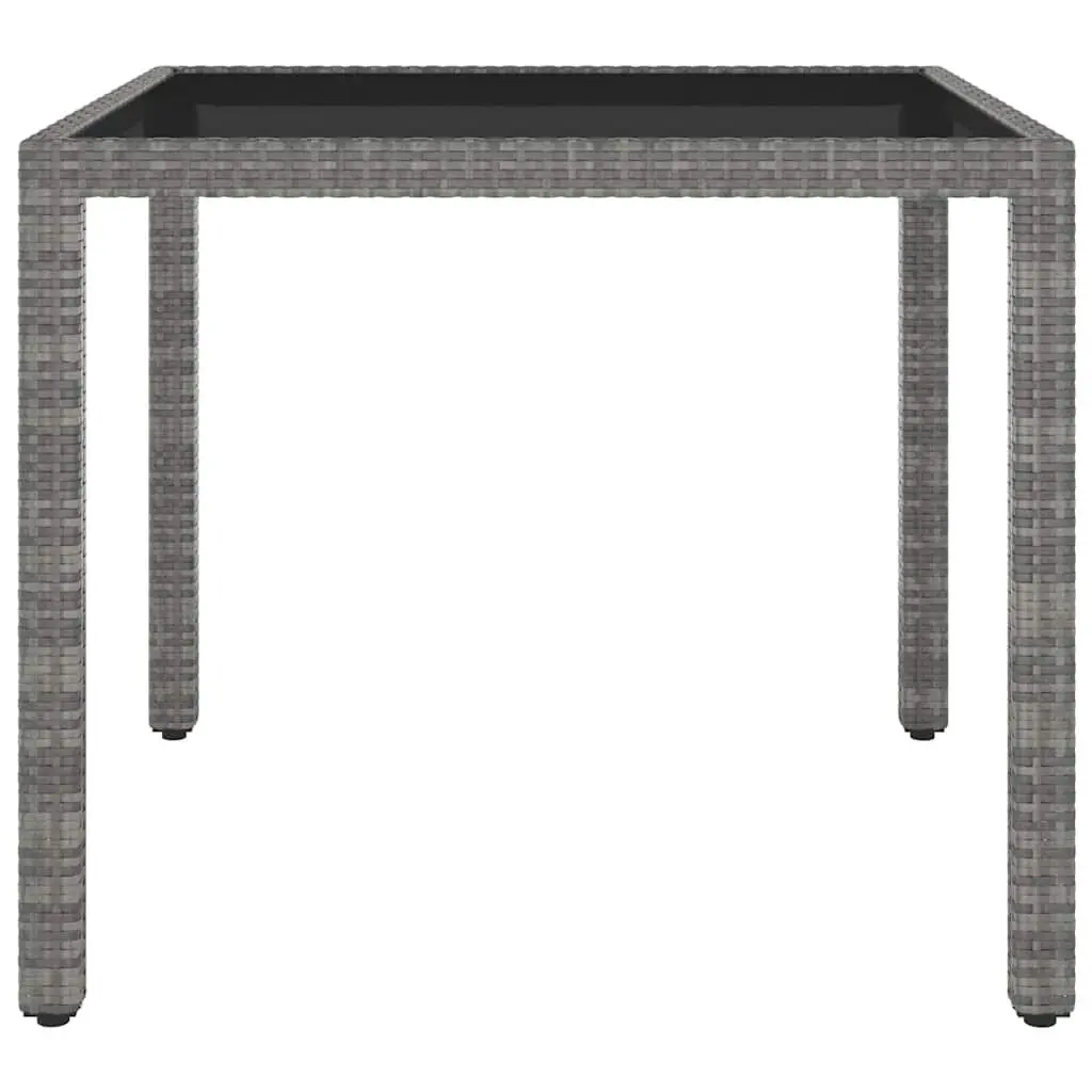 Garden Dining Set 5 Piece Outdoor Rattan Chairs Table Tempered Glass Grey
