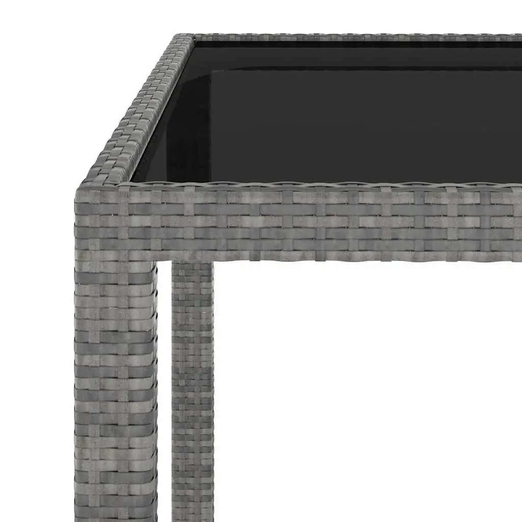 Garden Dining Set 5 Piece Outdoor Rattan Chairs Table Tempered Glass Grey