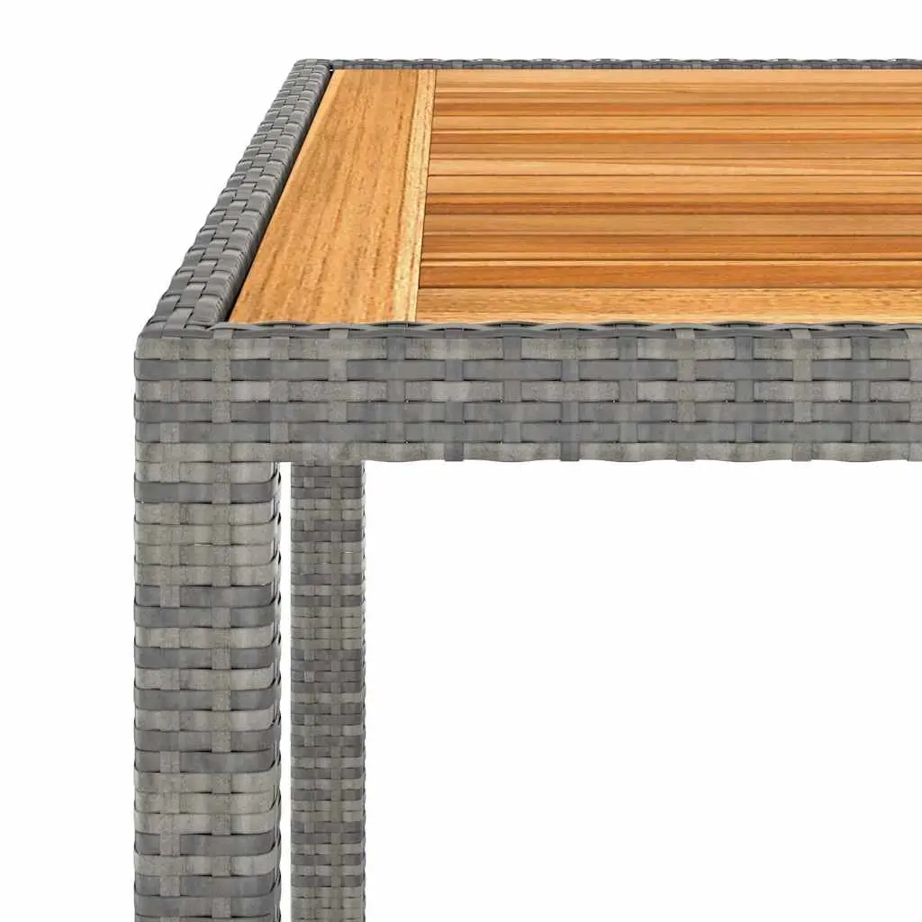 Garden Dining Set Grey 5 Piece Outdoor Furniture PE Rattan Steel Frame Acacia Wood