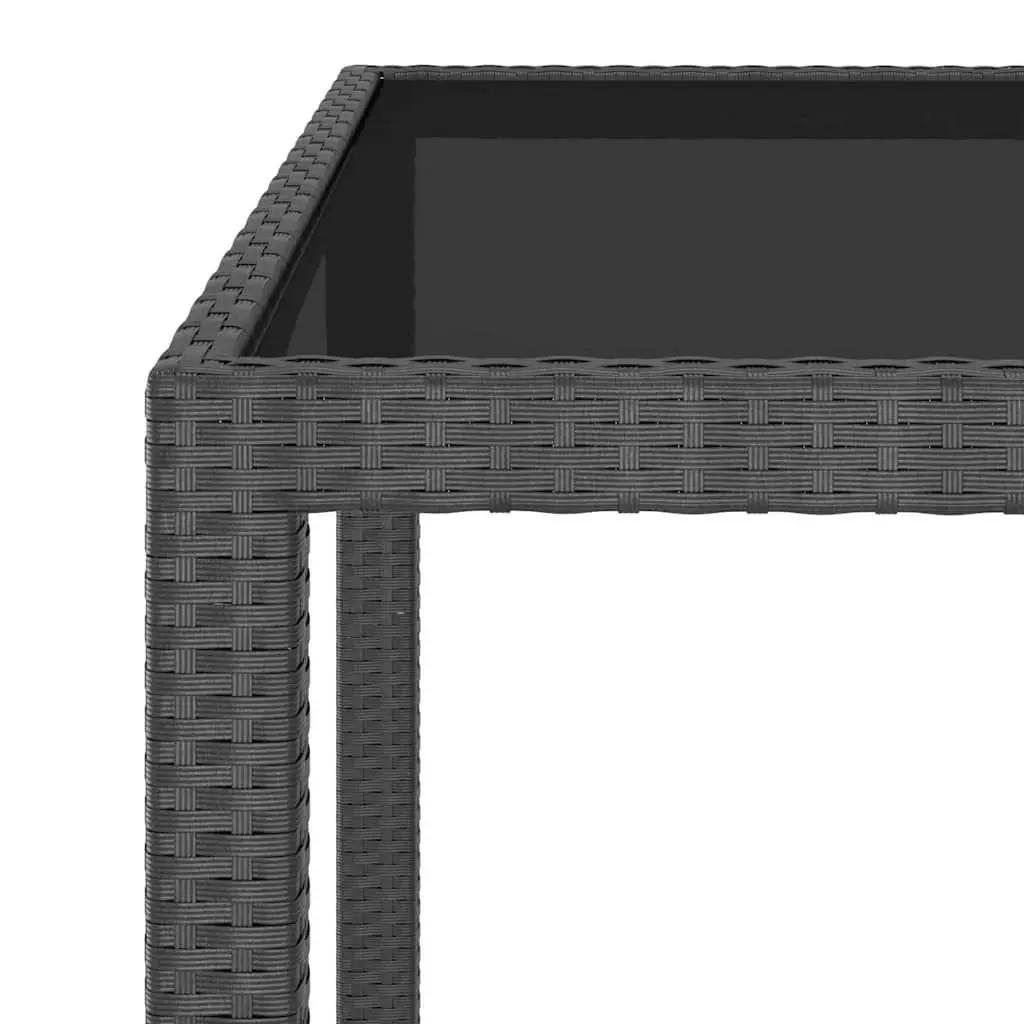 Garden Dining Set Black 5 Piece Outdoor Furniture Rattan Chairs Table Glass Top