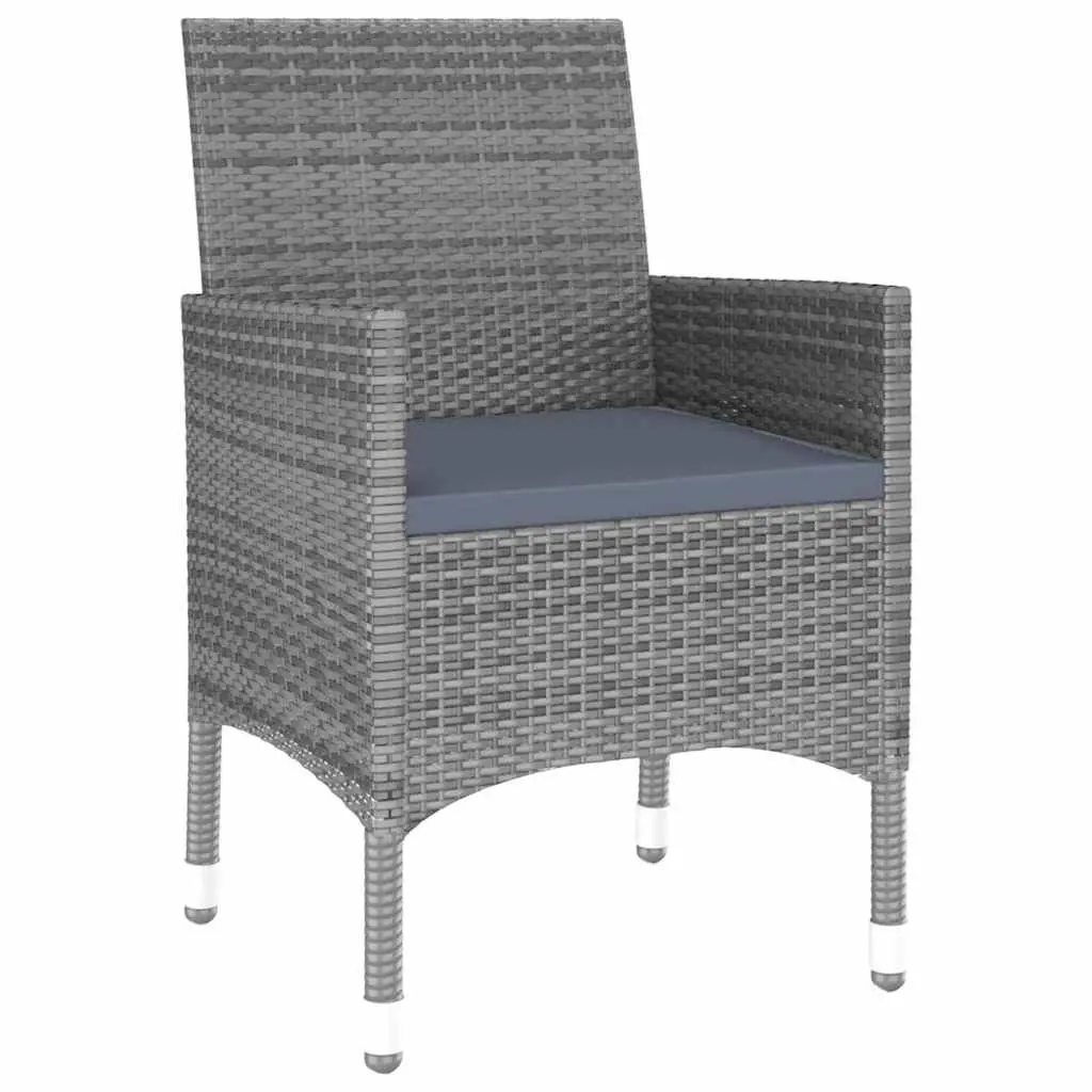 5 Piece Garden Dining Set Grey Outdoor Patio Furniture with Weather-resistant PE Rattan and Solid Acacia Wood Table
