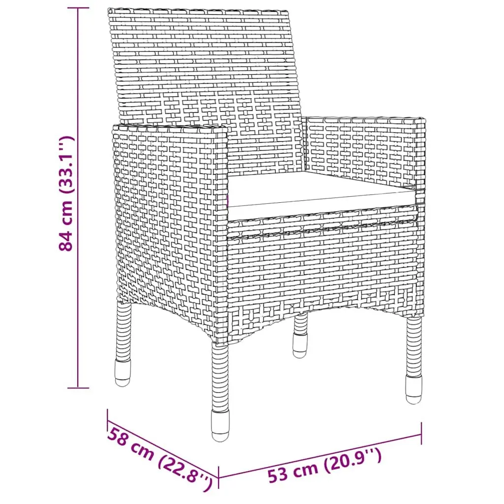 5 Piece Garden Dining Set Grey Outdoor Patio Furniture with Weather-resistant PE Rattan and Solid Acacia Wood Table
