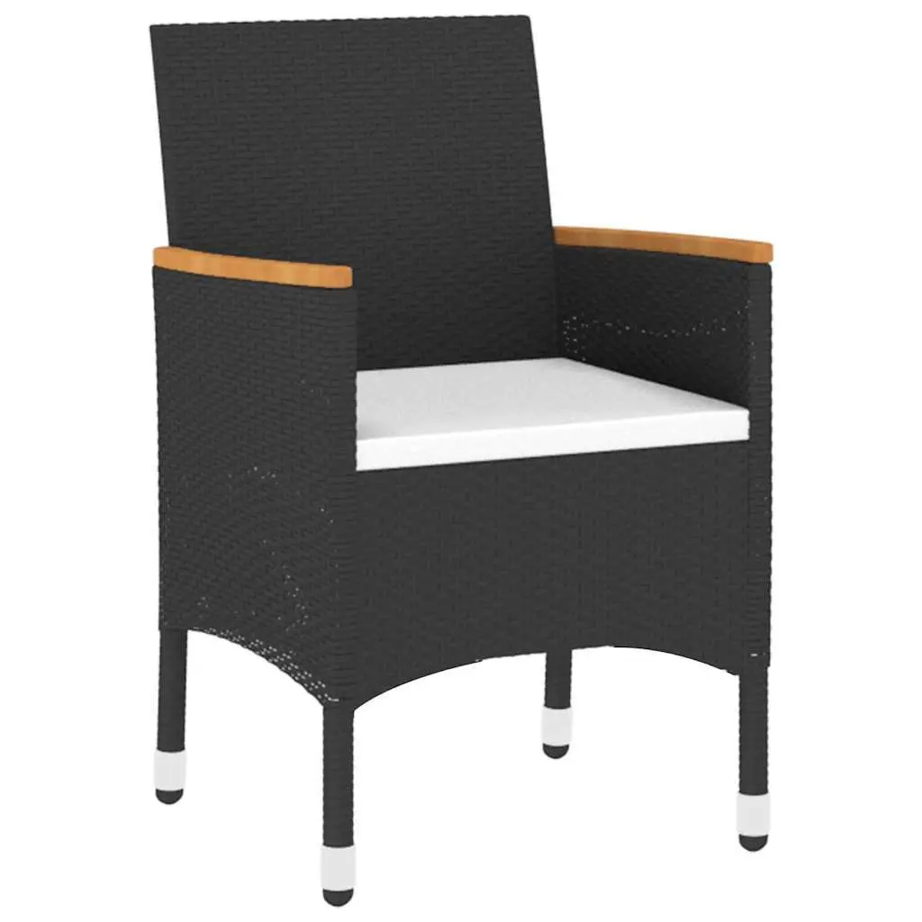 5 Piece Outdoor Garden Dining Set Black Tempered Glass Table Ergonomic Chairs