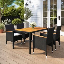 5 Piece Garden Dining Set Outdoor Patio Furniture PE Rattan Steel Frame Black